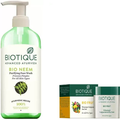 

BIOTIQUE BIO Bio Neem Purifying Face Wash, Bio Fruit Face Pack(Set of 2)