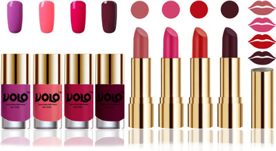 

Volo Perfect Combo of Ultra Shine Nail Polish and Velvet Matte Lipsticks(Set of 8)