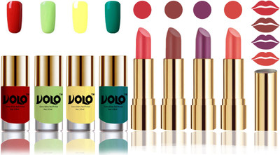

Volo Perfect Combo of Ultra Shine Nail Polish and Velvet Matte Lipsticks(Set of 8)