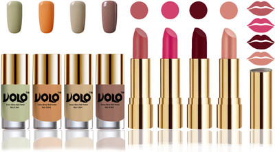 

Volo Perfect Combo of Ultra Shine Nail Polish and Velvet Matte Lipsticks(Set of 8)