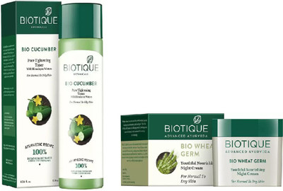 

BIOTIQUE BIO Bio Cucumber Pore Tightening Toner, Bio Wheat Germ Night Cream(Set of 2)