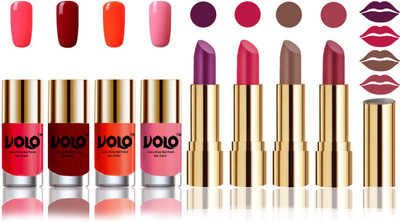 

Volo Perfect Combo of Ultra Shine Nail Polish and Velvet Matte Lipsticks(Set of 8)