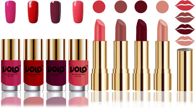 

Volo Perfect Combo of Ultra Shine Nail Polish and Velvet Matte Lipsticks(Set of 8)