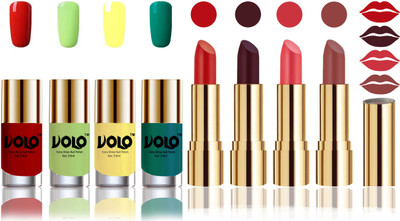 

Volo Perfect Combo of Ultra Shine Nail Polish and Velvet Matte Lipsticks(Set of 8)