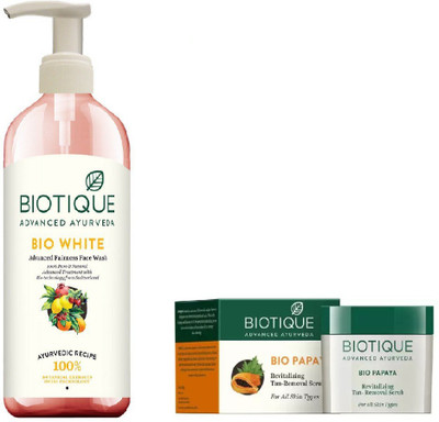 

BIOTIQUE BIO Bio Advanced Fairness Face Wash, Bio Papaya Revitalizing Tan Removal Scrub(Set of 2)