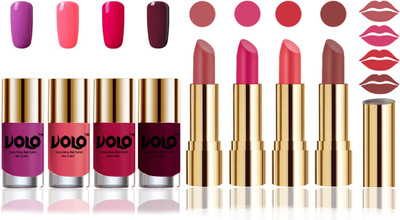 

Volo Perfect Combo of Ultra Shine Nail Polish and Velvet Matte Lipsticks(Set of 8)