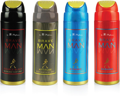 JBJ Perfumes Brave Man Collection Deodorant Spray - For Men(800 ml, Pack of 4)
