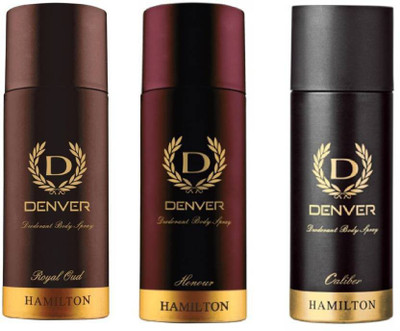 

Denver ROYal oud,caliber,honour Deodorant Spray - For Men(495 ml, Pack of 3)