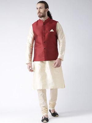 DEYANN Men Kurta Pyjama Ethnic Jacket Set