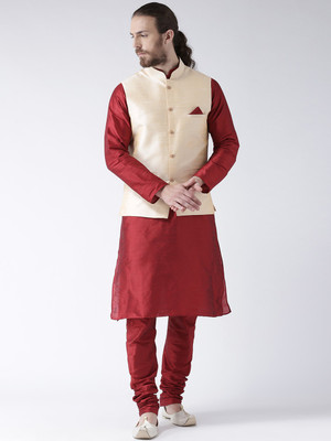 DEYANN Men Kurta Pyjama Ethnic Jacket Set
