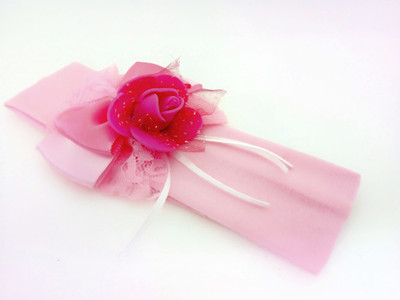 

SKD Elastic Baby Girls Headband Rose Hair Band with double bow/Hair Accessories Head Band(Pink)