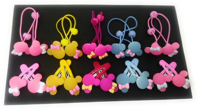 

Khubsurat Cartoon Tic-Tac Hair Clips and Hair Rubber for Kids, Set of 5 Pairs each (Total 10 Pair) of Different Colors Rubber Band, Hair Clip, Tic Tac Clip(Multicolor)