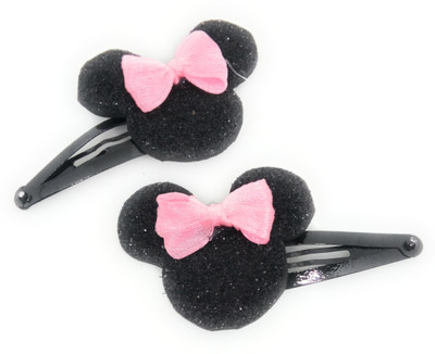

SKD Mickey Mouse Inspired hair clips for Girls with Pink Mini Bow Tic Tac Clip(Black)