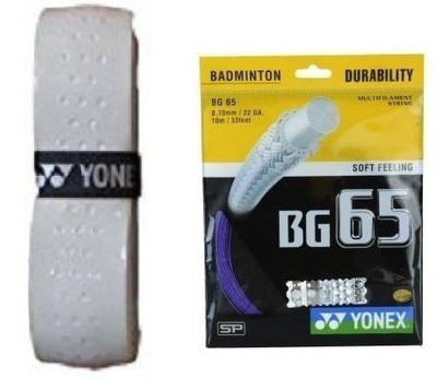 

Yonex Combo of Two- One 'Bg -65' Badminton String + One 'Aero Cushion' Badminton grip Badminton Kit