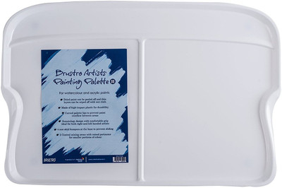 BRuSTRO Plastic 3 Paint Wells Palettes  with Lid(Set of 1, White)