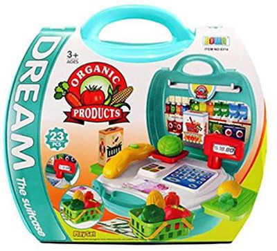 

crazy toys 23 Pcs Suitcase With Organic Products Kitchen Play Set For Interactive Kitchen Learning For Kids