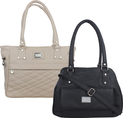 

Element Cart Women Evening/Party, Casual Grey, Black PU Shoulder Bag, Black;grey