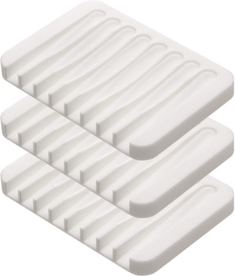 

Baskety 3 Pack Soap Dish with Drain, Soap Holder, Soap Saver, Easy Cleaning, Keep Soap Bars Dry & Clean(White)