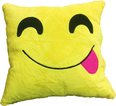 

CREATIVEVILLA STUFFED SOFT YELLOW YUMMY SMILEY CUSHION - 35 cm(Multicolor)