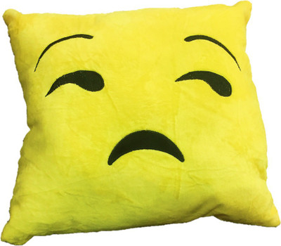 

CREATIVEVILLA STUFFED SOFT YELLOW UPSET SMILEY CUSHION - 35 cm(Multicolor)