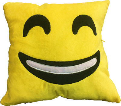 

CREATIVEVILLA STUFFED SOFT YELLOW SIMPLE SMILE SMILEY CUSHION - 35 cm(Multicolor)