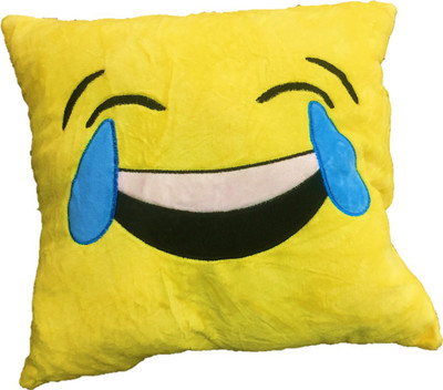 

CREATIVEVILLA STUFFED SOFT YELLOW ROFL LAUGH SMILEY CUSHION - 35 cm(Multicolor)