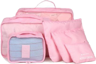 

ixia impex 6 Pc Pink Luggage Organizer Travel Toiletry Kit(Pink)