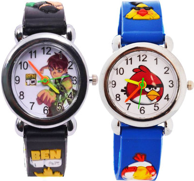 

Arihant Retails Ben 10 and Angry Birds character kids watch (Black and Blue) (Also best for gifting) Watch - For Boys & Girls