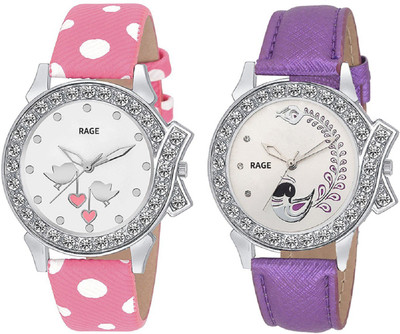 

Rage Enterprise R-801-802 Love Birds Leather set of 2 Men & Women Watch - For Women