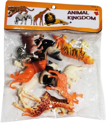 Saffronworld Wild Animals Set Medium-12 Pcs(Multicolor)