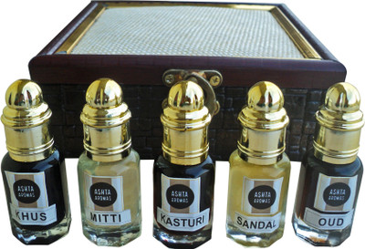 

ASHTAAROMAS Combo of Khus, Mitti, Kasturi, Sandal & Oud Attar Herbal Attar(Mitti)