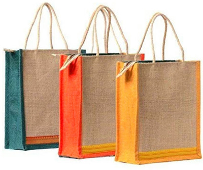

styles creation Pack Of Three Premium Quality Plain Lunch Bag for Lunch/Return Gift/Everyday use (Normal Size) Waterproof Lunch Bag(Green, Orange, Yellow, 12 inch)