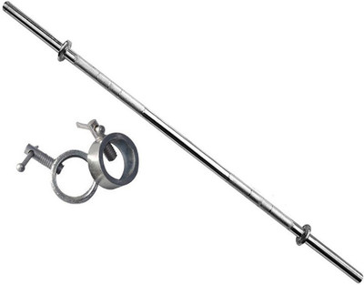 

StepInnStore 3 Ft. Straight Bar Biceps And Triceps For Home And Gym Exercises Weight Lifting Bar With Locks Weight Lifting Bar(Silver)