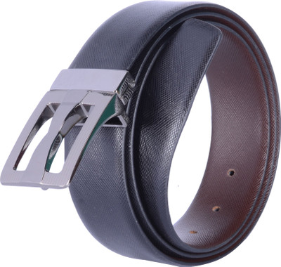 

Yew Leather Labs Men Casual Black Genuine Leather Reversible Belt