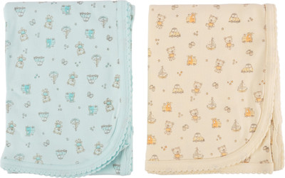 

Zero Printed  Swadding Baby Blanket(Cotton, Blue, Orange