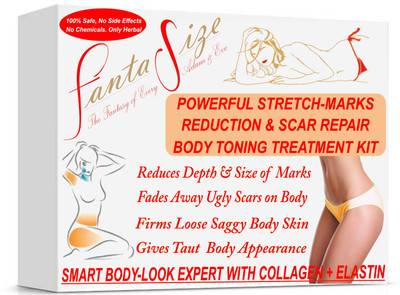 

FANTASIZE POWERFUL STRETCH MARKS REMOVER TREATMENT PROFESSIONAL KIT. ERASER & NO SCAR CREAM CONCENTRATE WITH DETOX, SKIN TIGHTENING BODY MASK - WITH COLLAGEN, ELASTIN, VITAMIN E & C, REGESTRIL, ALMOND OIL, TONE, FIRM-UP YOUR BODY WRINKLES OF STRETCH MARK.