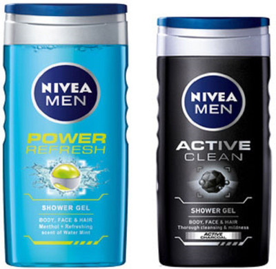 

Nivea MEN ACTIVE CLEAN SHOWER GEL 250ML + MEN POWER REFRESH SHOWER GEL 250ML(250 ml, Pack of 2)