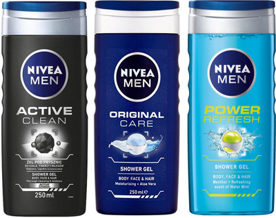 

Nivea MEN POWER REFRESH SHOWER GEL 250 ML +MEN ORIGINAL CARE SHOWER GEL 250 ML + MEN ACTIVE CLEAN SHOWER GEL 250 ML(250 ml, Pack of 3)