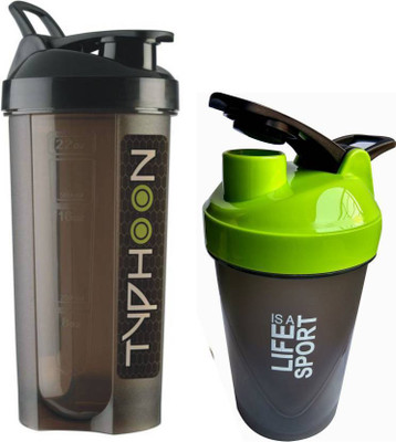 

UDAK COMBO OF 2 AMAZING GOOD QUALITY BLACK TYPHOON 700ML + GREEN 500ML LIFE IS A SPORT SHAKER BOTTLE / PROTEIN SHAKER / GYM BOTTLE / WATER BOTTLE / SIPPER BOTTLE FOR BOTH MEN'S / WOMEN'S / BOY'S / GIRL'S 1200 Shaker(Pack of 2, Black, Green), Multicolor