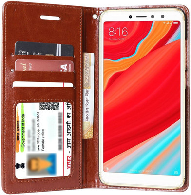 Unistuff Flip Cover for Mi Redmi Y2(Brown, Dual Protection)