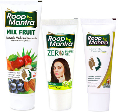 

Roop Mantra Skin Care Combo (Mix Fruit Face Wash 115ml + Zero Pimple Gel 15gm + Face Cream 15gm)(Set of 3)