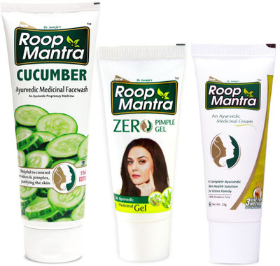Roop Mantra Skin Care Combo (Cucumber Face Wash 115ml + Zero Pimple Gel 15gm + Face Cream 15gm)(Set of 3)