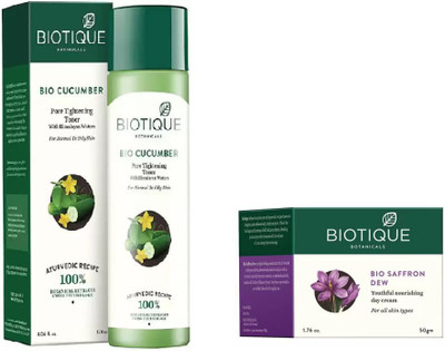 

BIOTIQUE BIO Bio Cucumber Pore Tightening Toner, Bio Saffron Dew Youthful Nourishing Day Cream(Set of 2)
