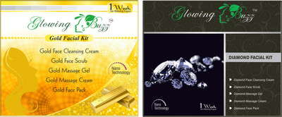 

Glowing Buzz Combo of Gold Facial Kit & Diamond Facial Kit(Set of 5)