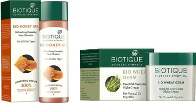 

BIOTIQUE BIO Bio Honey Gel Refreshing Foaming Face Cleanser For All Skin Types, Bio Wheat Germ Night Cream(Set of 2)