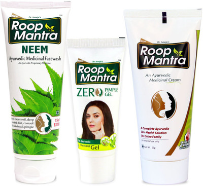 

Roop Mantra Skin Care Combo (Neem Face Wash 115ml + Zero Pimple Gel 15gm + Face Cream 60gm)(Set of 3)