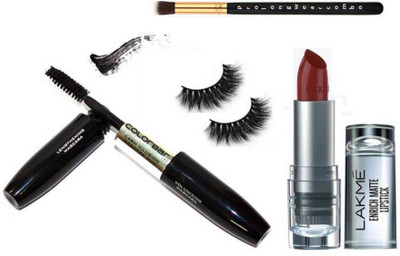

Pro longwear combo Eyelashes,Brush, Liquid 2 In 1 Liner,Mascara,Enrich Matte Finish Lipstick(Set of 4)