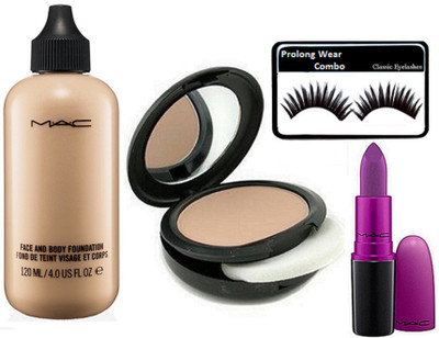 

Pro longwear combo Eyelasehs,Mac Face&Body Foundation,Studio Fix Compact,Matte Finish Lipstick(Set of 4)