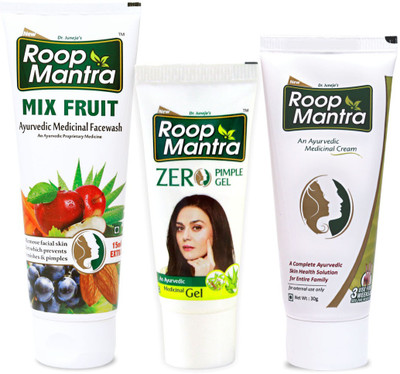 

Roop Mantra Skin Care Combo (Mix Fruit Face Wash 115ml + Zero Pimple Gel 15gm + Face Cream 30gm)(Set of 3)