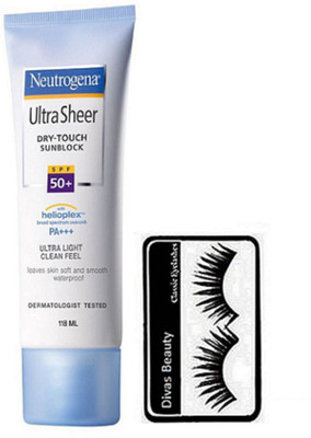 

divas beauty Eyelashes, Neutrogena Ultra Sheer Dry-Touch Sunblock SPF50(Set of 2)